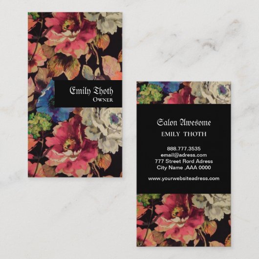 CARTE DE VISITE 大人っぽいデザインのお花の (Devant / Derrière)