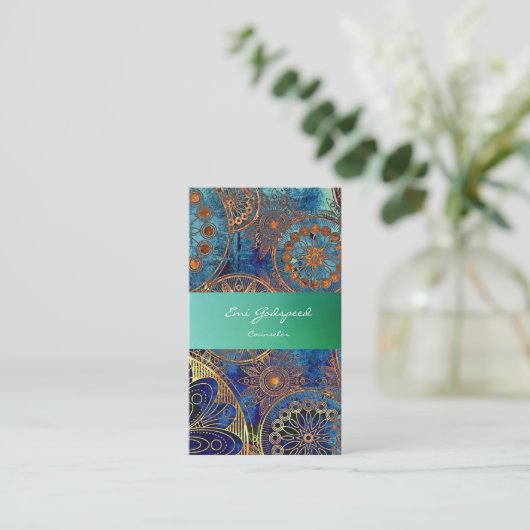 CARTE DE VISITE 大人女子に上品なでオシャレな青の名刺 (Debout devant)