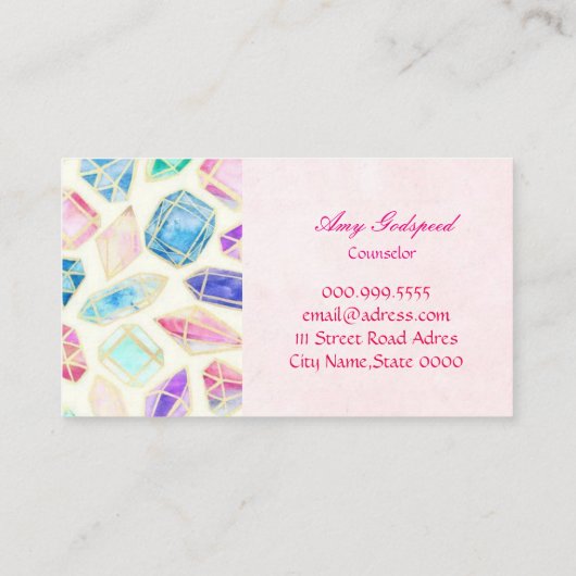 CARTE DE VISITE 宝石のイラスト 横型 名刺 (Dos)