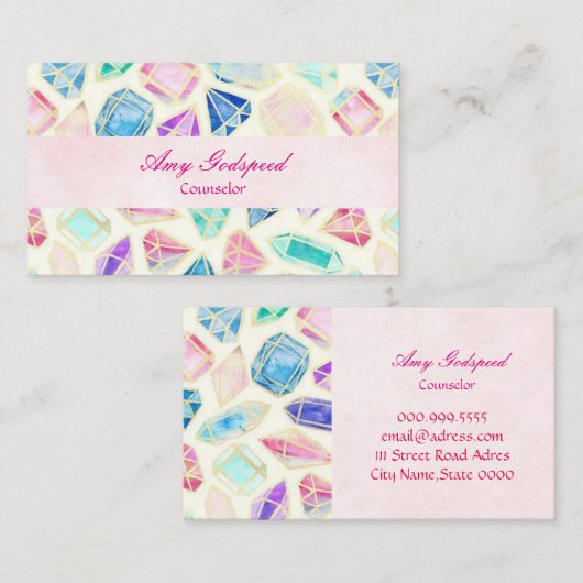 CARTE DE VISITE 宝石のイラスト 横型 名刺 (Devant / Derrière)