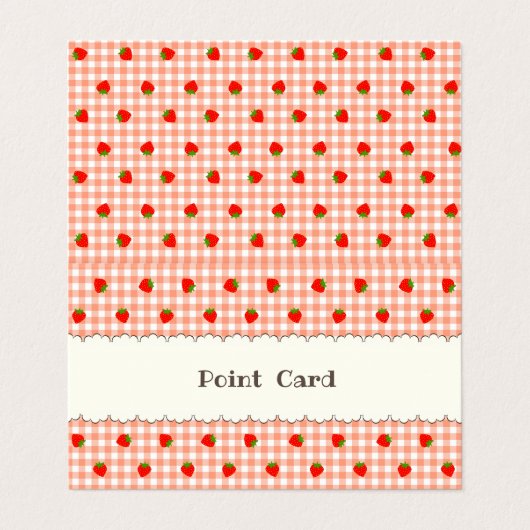 CARTE DE VISITE 文字 カスタム いちご&チェック(オレンジ) 名刺 (Extérieur déplié)