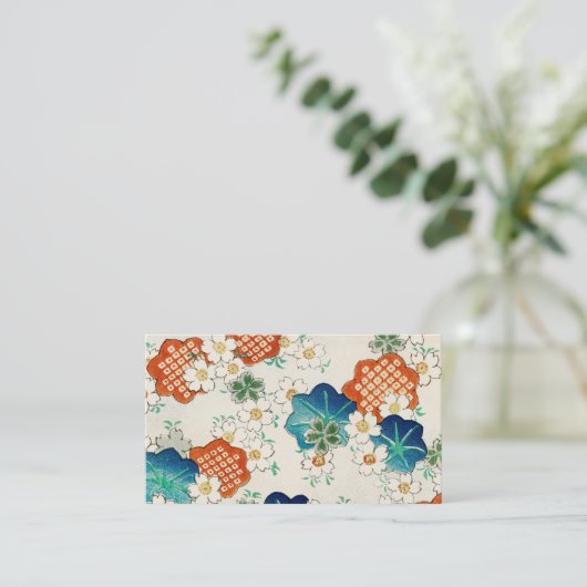 CARTE DE VISITE 日本の美しいヴィンテージな花柄模様 (Debout devant)