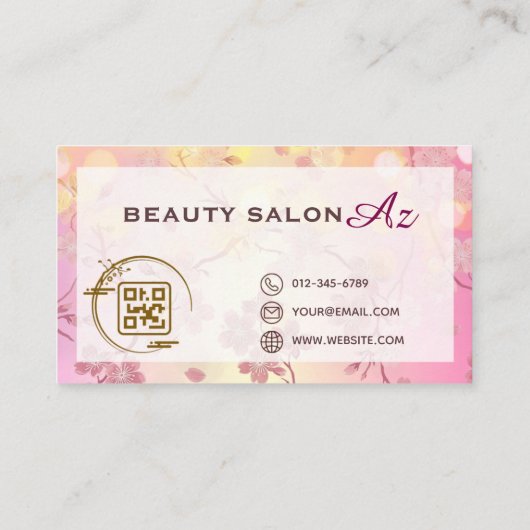 CARTE DE VISITE 桜とゴールド ピンク 美しい サロン スクール 美容 名刺♡ (Dos)