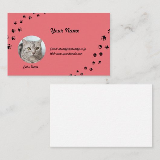 CARTE DE VISITE 猫（飼い猫）の写真と名前が入れられる 名刺 (Devant / Derrière)