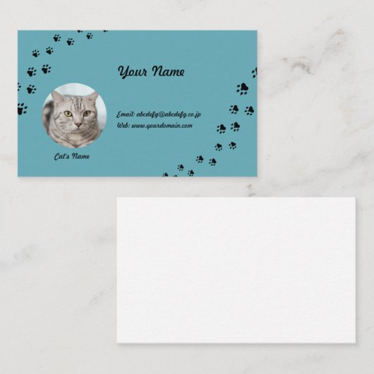 CARTE DE VISITE 猫（飼い猫）の写真と名前が入れられる 名刺 (Devant / Derrière)