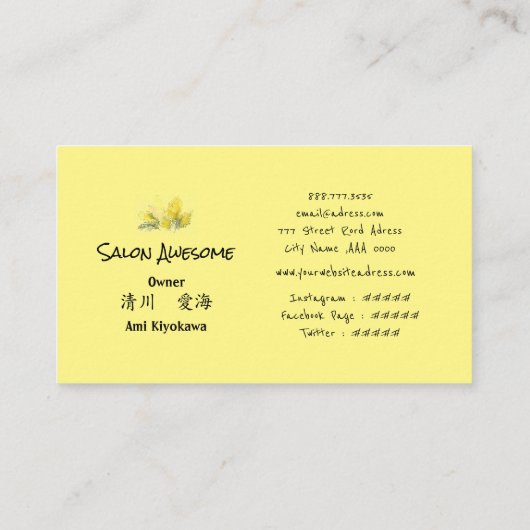 CARTE DE VISITE 華やかなミモザの花の (Dos)