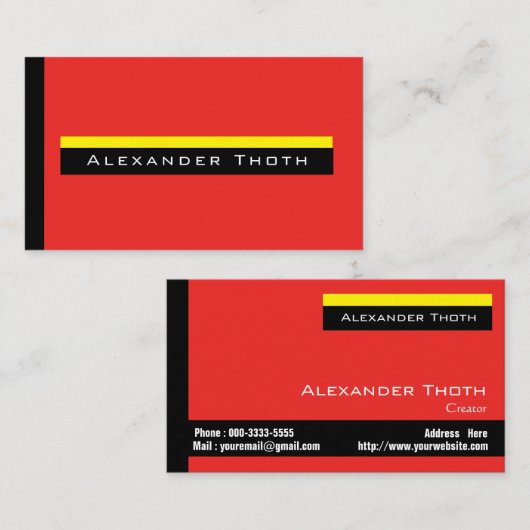 CARTE DE VISITE 赤と黄色と黒のカッコいいデザイン (Devant / Derrière)