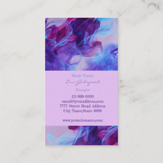 CARTE DE VISITE 青と紫のスモークデザイン (Dos)