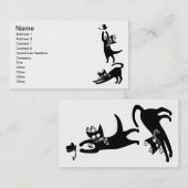 CARTE DE VISITE 039 & 007 CHATS NOIRS ANIMAUX ANIMAUX DESSINS (Devant / Derrière)