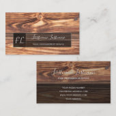 Carte De Visite 100% bois organique surface rectangle gris monogra (Devant / Derrière)