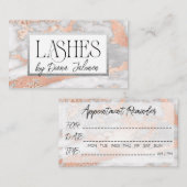 Carte De Visite 100 cils Rendez-vous rappel Rose marbre (Devant / Derrière)