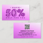 CARTE DE VISITE 100 INSÉRER LE CODE QR 50%HORS RÉDUCTION LOGO PINK (Devant / Derrière)