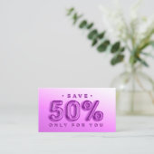 CARTE DE VISITE 100 INSÉRER LE CODE QR 50%HORS RÉDUCTION LOGO PINK (Debout devant)
