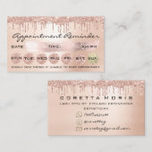 Carte De Visite 100 Lashes Rendez-vous rappel Rose Drips Blush (Devant / Derrière)