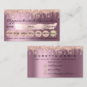 Carte De Visite 100 Lashes Rendez-vous rappel Rose Eggplant (Devant / Derrière)