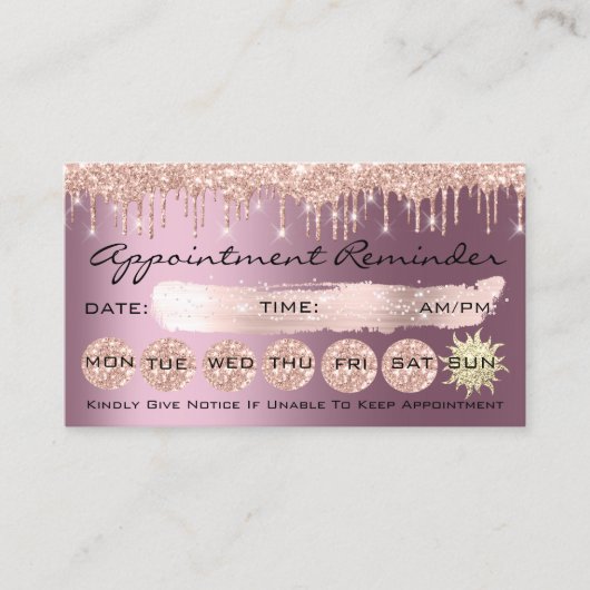Carte De Visite 100 Lashes Rendez-vous rappel Rose Eggplant (Devant)