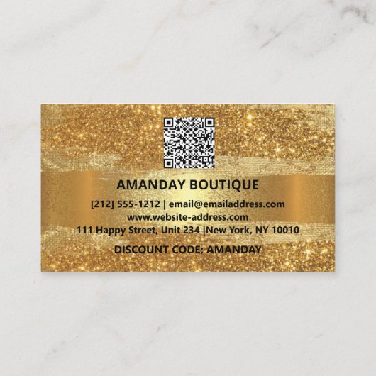 Carte De Visite 100 logo personnalisé QRCODE Gold Parties scintill (Dos)