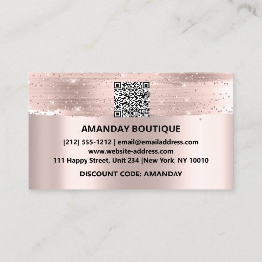 Carte De Visite 100 Logo QRCODE 10%OFF Code Rose Parties scintilla (Dos)