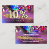 Carte De Visite 100 Logo QRCODE 10%OFF Merci Holographe or (Devant / Derrière)