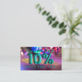 Carte De Visite 100 Logo QRCODE 10%OFF Merci Holographe Turquoise (Debout devant)