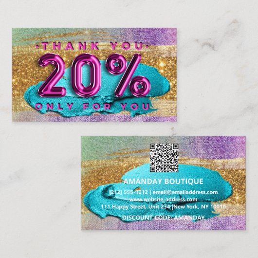 Carte De Visite 100 Logo QRCODE 20%OFF Code Gold Parties scintilla (Devant / Derrière)