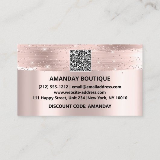 Carte De Visite 100 Logo QRCODE 30%OFF Code Rose Parties scintilla (Dos)