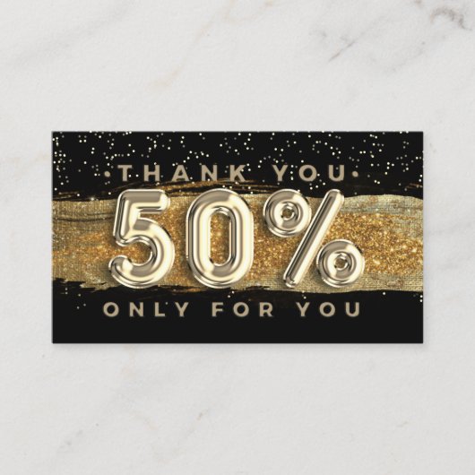 Carte De Visite 100 Logo QRCODE 50%OFF Merci Black Gold (Devant)