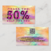 Carte De Visite 100 Logo QRCODE 50%OFF Merci Pinky Holographique (Devant / Derrière)