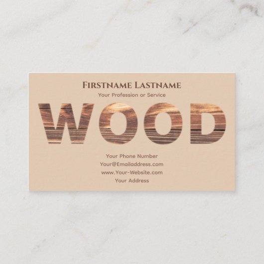 Carte De Visite 100% naturel biologique en bois style bois texto (Dos)