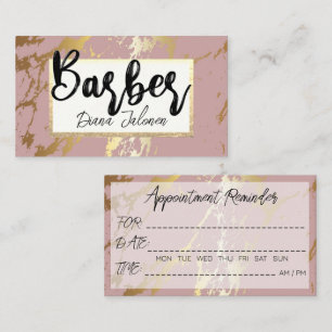 Carte De Visite 100 Rappel de rendez-vous de barbier Marbre rose