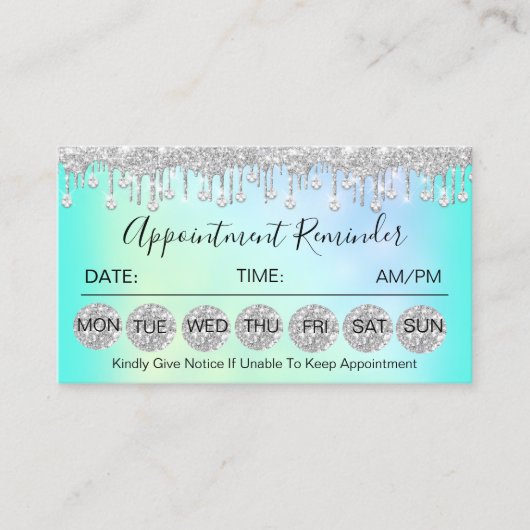 Carte De Visite 100 Rappel de rendez-vous Diamond Coiffeur ongles (Devant)