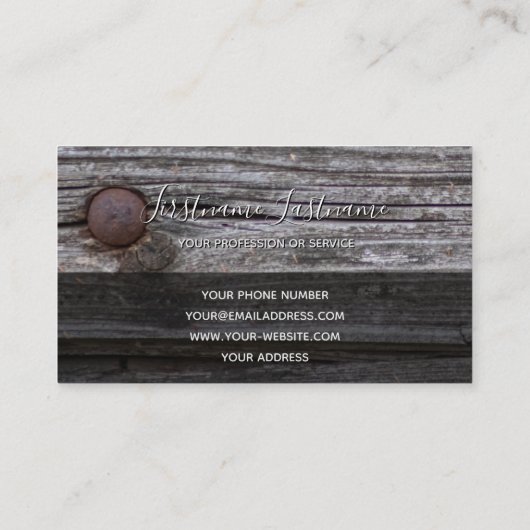 Carte De Visite 100% rustique naturel en bois bio monogramme busin (Dos)