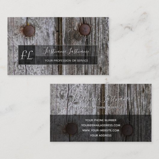 Carte De Visite 100% rustique naturel en bois bio monogramme busin (Devant / Derrière)