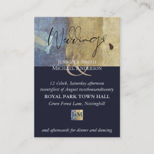 Carte De Visite 100 Urban Navy Blue Modern Budget Wedding Invite
