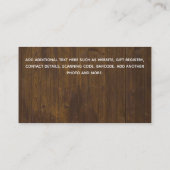 Carte De Visite 100 x BUDGET Photo Enregistrer Date Mariage en boi (Dos)