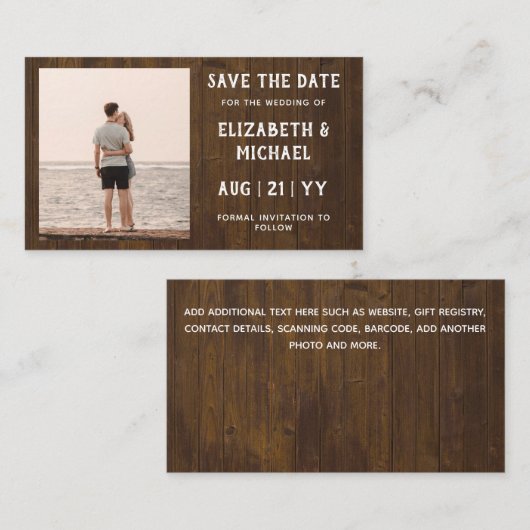Carte De Visite 100 x BUDGET Photo Enregistrer Date Mariage en boi (Devant / Derrière)