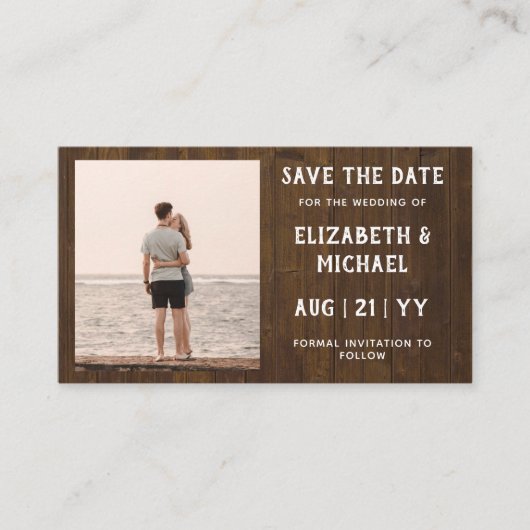 Carte De Visite 100 x BUDGET Photo Enregistrer Date Mariage en boi (Devant)