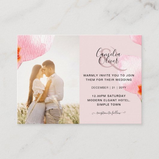 Carte De Visite 100 x MINI Photo Wedding Invite QR Code Détails (Devant)