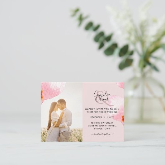 Carte De Visite 100 x MINI Photo Wedding Invite QR Code Détails (Debout devant)