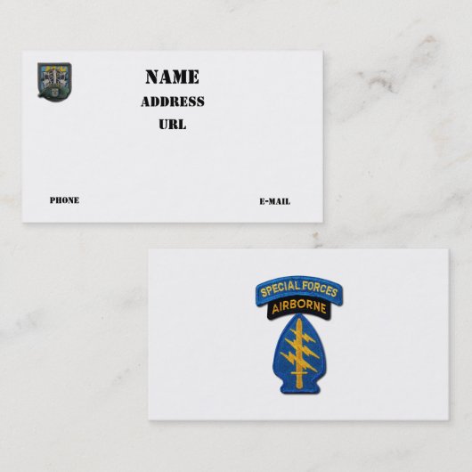 Carte De Visite 12e groupe des forces spéciales Berets verts (Devant / Derrière)