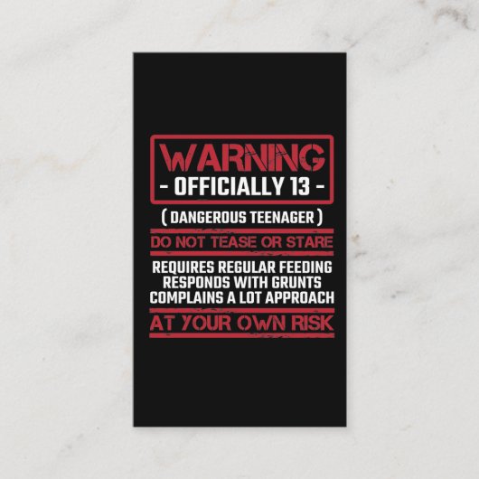 Carte De Visite 13e anniversaire officiellement adolescent 13 ans (Devant)