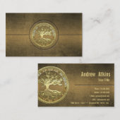 Carte De Visite [154] Arbre Celtique de Vie [Or] (Devant / Derrière)