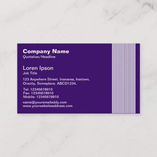 Carte De Visite 17 lignes - Blanc sur violet profond (Devant)