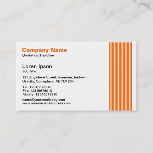 Carte De Visite 17 lignes - orange (Devant)