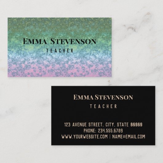 Carte De Visite 19 Rose vert, abstrait, motif, rose et vert (Devant / Derrière)