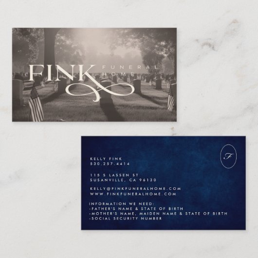 CARTE DE VISITE 1 | Fink Funeral Home (Devant / Derrière)