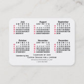 Carte De Visite 2024 Blanc 52 semaines Calendrier ISO par Janz (Dos)