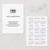 Carte De Visite 2024 Calendrier SUNDAY Outil promotionnel vertical (Devant / Derrière)