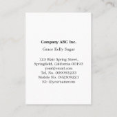 Carte De Visite 2025 Dimanche Début Mini-Calendrier Tout Blanc (Dos)