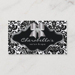 Carte De Visite 232 Spa de salon Bijou Bow Argent Damask